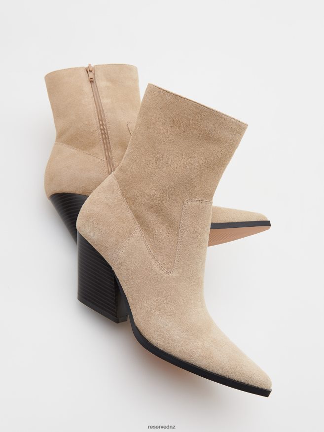 Reserved Women Suede Ankle Boots P6H08T209 Shoes Beige