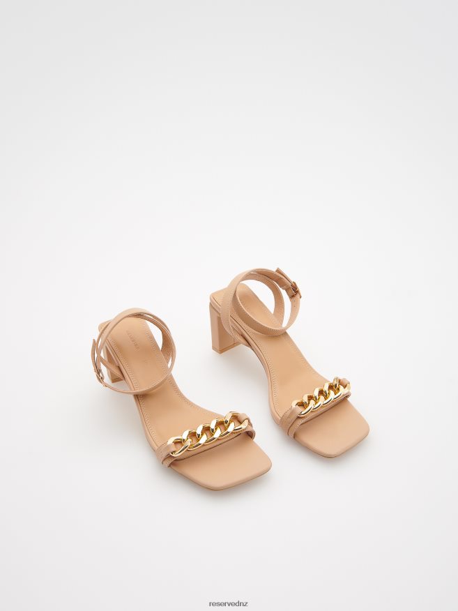 Reserved Women High Heel Sandals P6H08T977 Shoes Beige