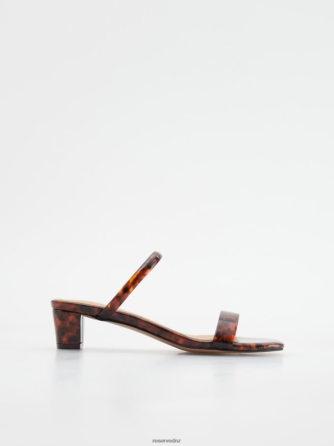 Reserved Women Block Heel Sliders With Tortoiseshell Pattern P6H08T944 Shoes Multicolor