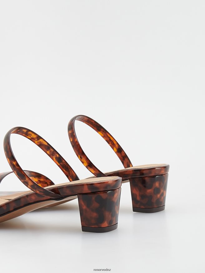 Reserved Women Block Heel Sliders With Tortoiseshell Pattern P6H08T944 Shoes Multicolor