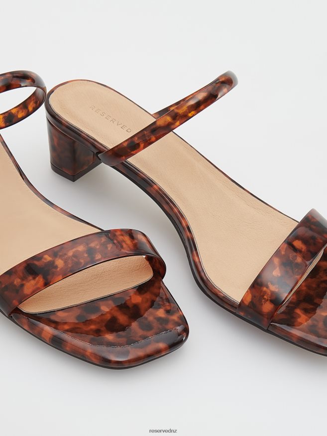 Reserved Women Block Heel Sliders With Tortoiseshell Pattern P6H08T944 Shoes Multicolor