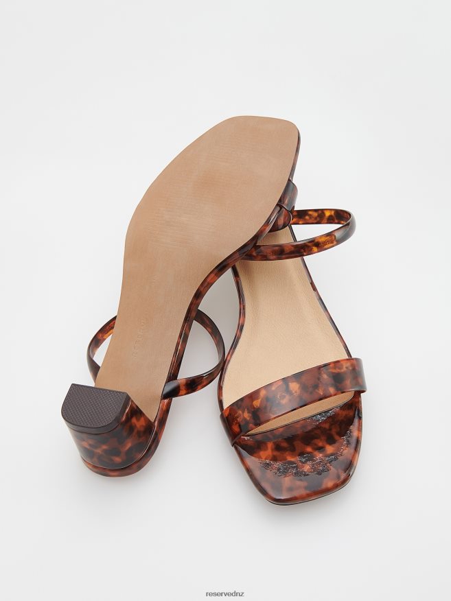 Reserved Women Block Heel Sliders With Tortoiseshell Pattern P6H08T944 Shoes Multicolor