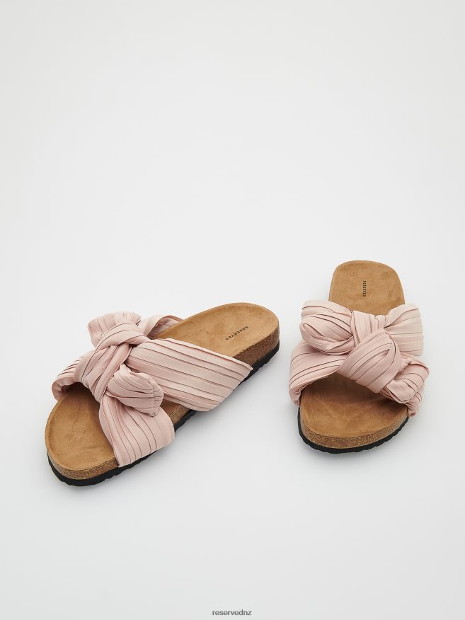 Reserved Women Sliders With Bow Detail P6H08T969 Shoes Mauve
