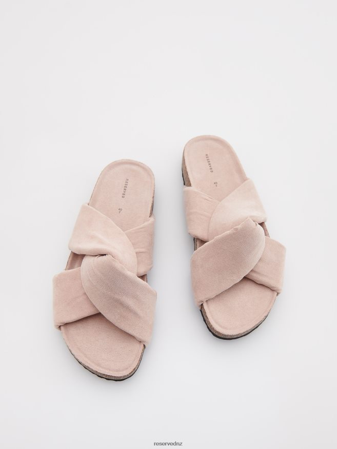 Reserved Women Sliders With Tie Detail P6H08T962 Shoes Dusty Rose