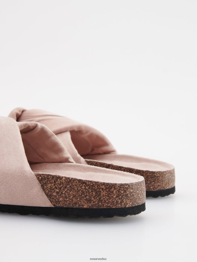 Reserved Women Sliders With Tie Detail P6H08T962 Shoes Dusty Rose