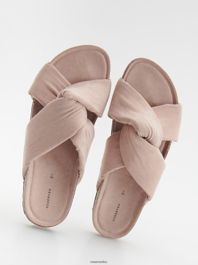 Reserved Women Sliders With Tie Detail P6H08T962 Shoes Dusty Rose