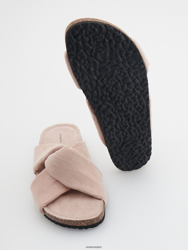 Reserved Women Sliders With Tie Detail P6H08T962 Shoes Dusty Rose