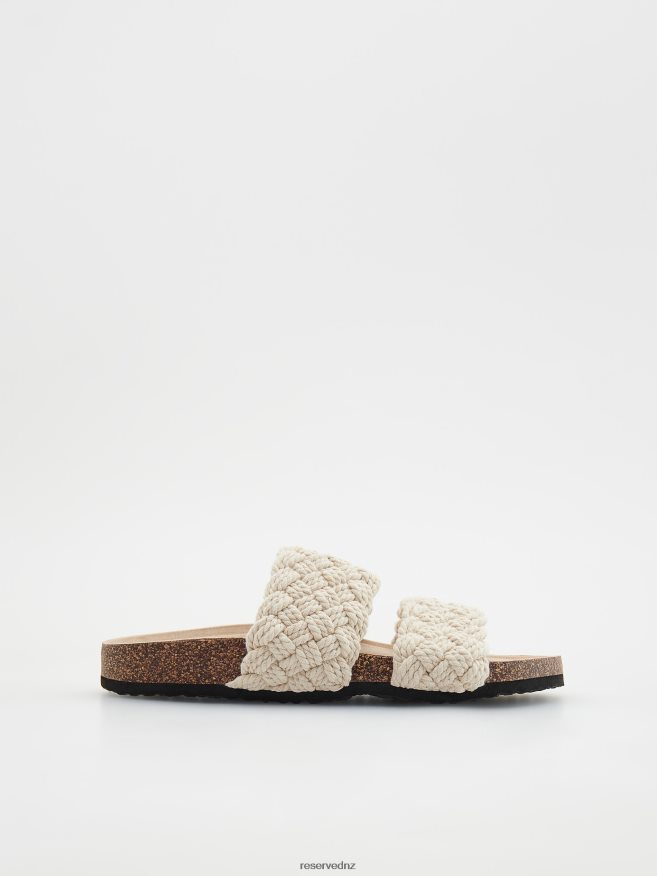 Reserved Women Sliders With Woven Upper P6H08T961 Shoes Cream