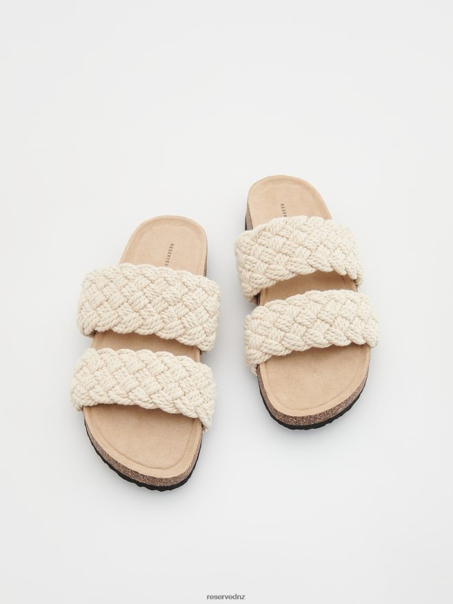 Reserved Women Sliders With Woven Upper P6H08T961 Shoes Cream