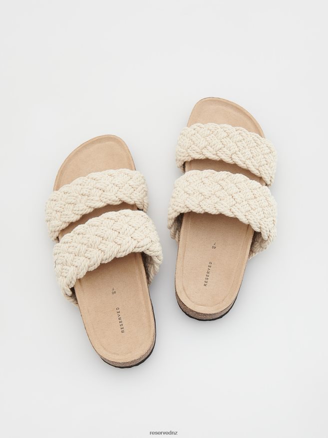 Reserved Women Sliders With Woven Upper P6H08T961 Shoes Cream