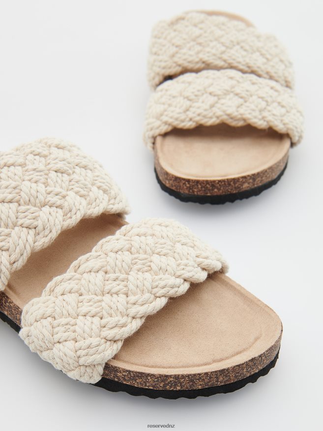 Reserved Women Sliders With Woven Upper P6H08T961 Shoes Cream