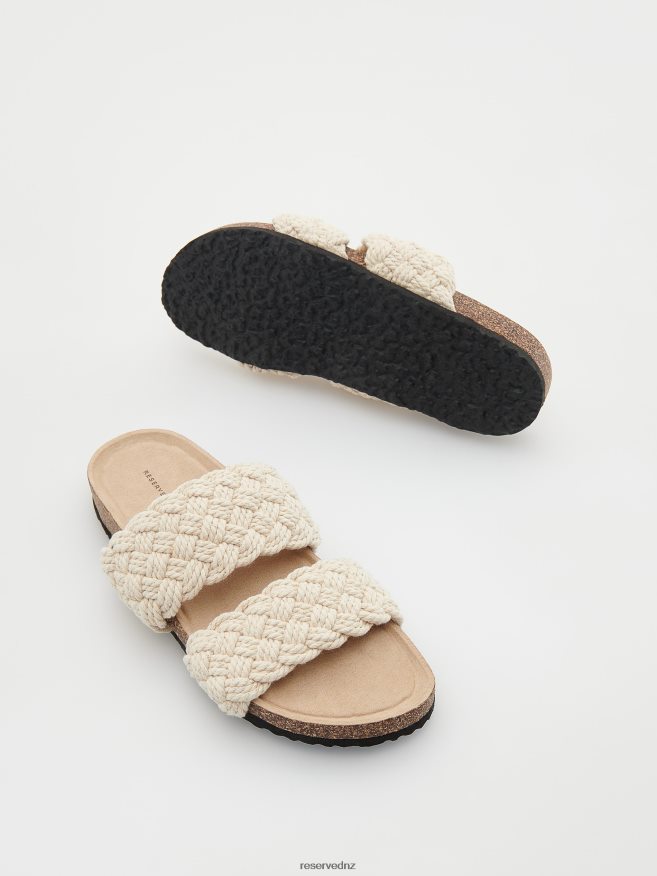 Reserved Women Sliders With Woven Upper P6H08T961 Shoes Cream