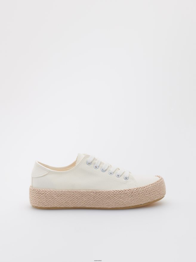 Reserved Women Trainers With Woven Flatform P6H08T968 Shoes White