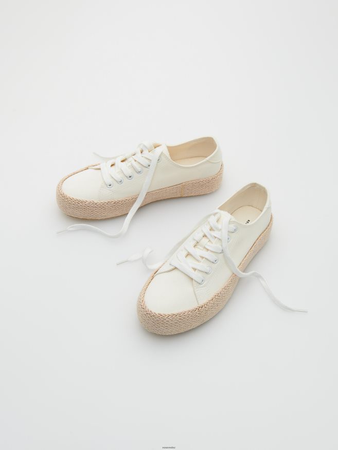 Reserved Women Trainers With Woven Flatform P6H08T968 Shoes White