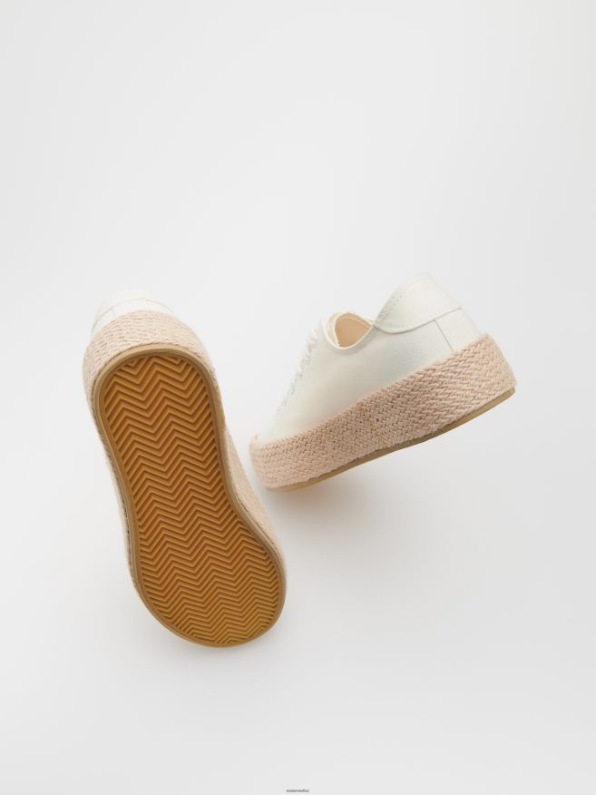Reserved Women Trainers With Woven Flatform P6H08T968 Shoes White
