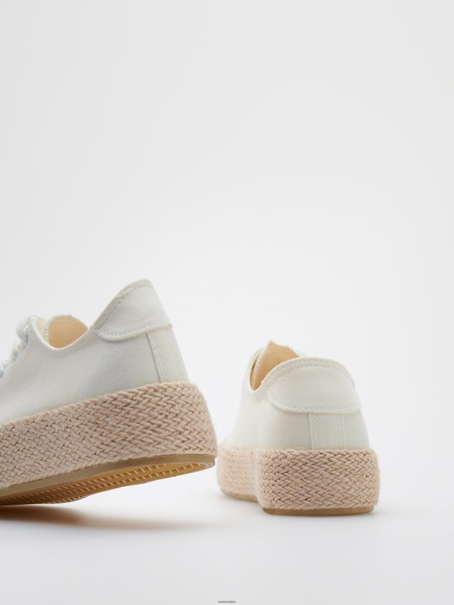 Reserved Women Trainers With Woven Flatform P6H08T968 Shoes White