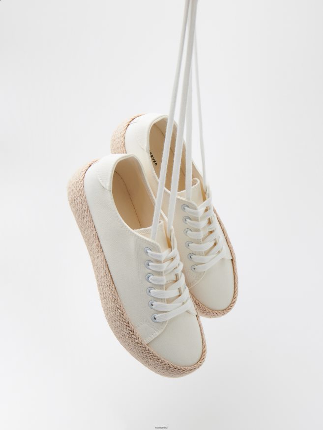 Reserved Women Trainers With Woven Flatform P6H08T968 Shoes White