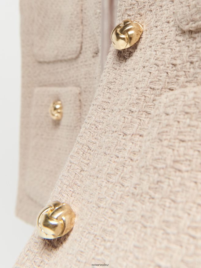 Reserved Women Blazer With Gold Tone Buttons P6H08T3 Apparel Beige