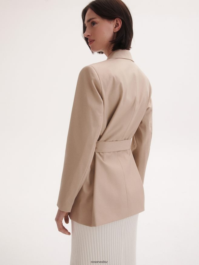 Reserved Women Blazer With Tie Detail P6H08T256 Apparel Beige