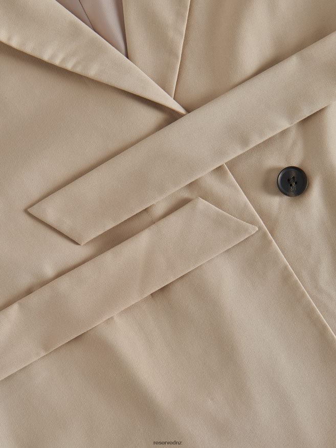 Reserved Women Blazer With Tie Detail P6H08T256 Apparel Beige