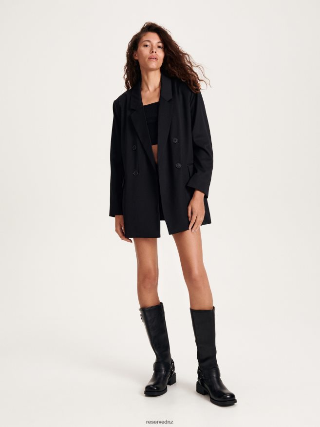 Reserved Women Double-Breasted Jacket P6H08T248 Apparel Black