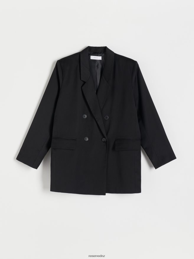 Reserved Women Double-Breasted Jacket P6H08T248 Apparel Black