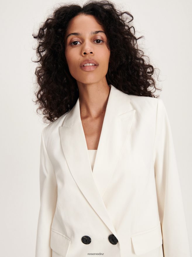 Reserved Women Double-Breasted Jacket P6H08T249 Apparel White