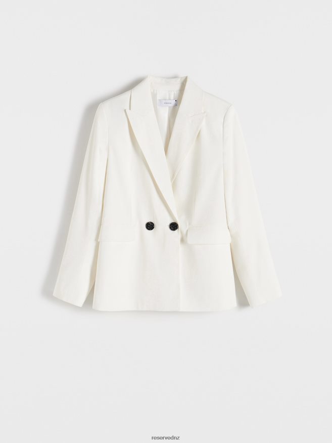 Reserved Women Double-Breasted Jacket P6H08T249 Apparel White