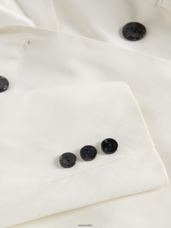 Reserved Women Double-Breasted Jacket P6H08T249 Apparel White
