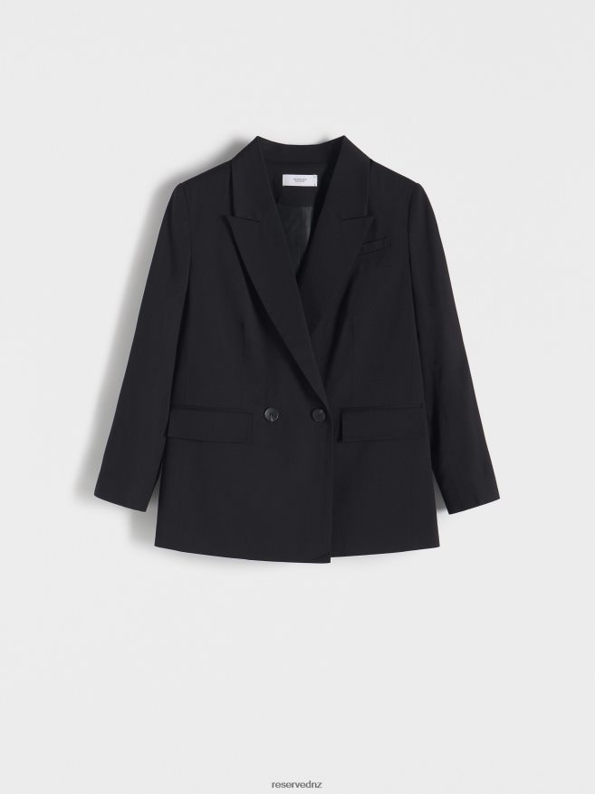 Reserved Women Double-Breasted Jacket P6H08T250 Apparel Black