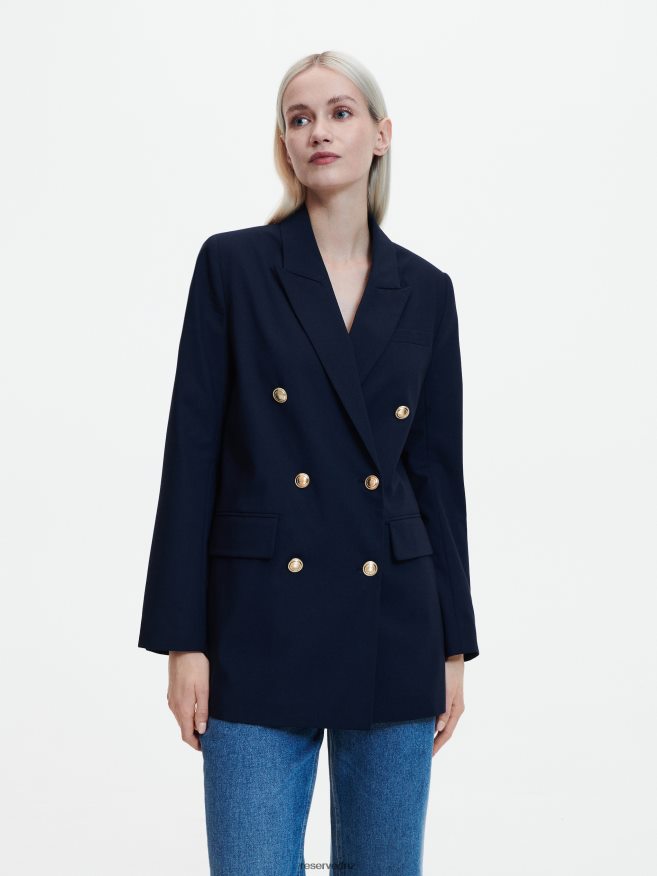 Reserved Women Double-Breasted Jacket P6H08T257 Apparel Navy