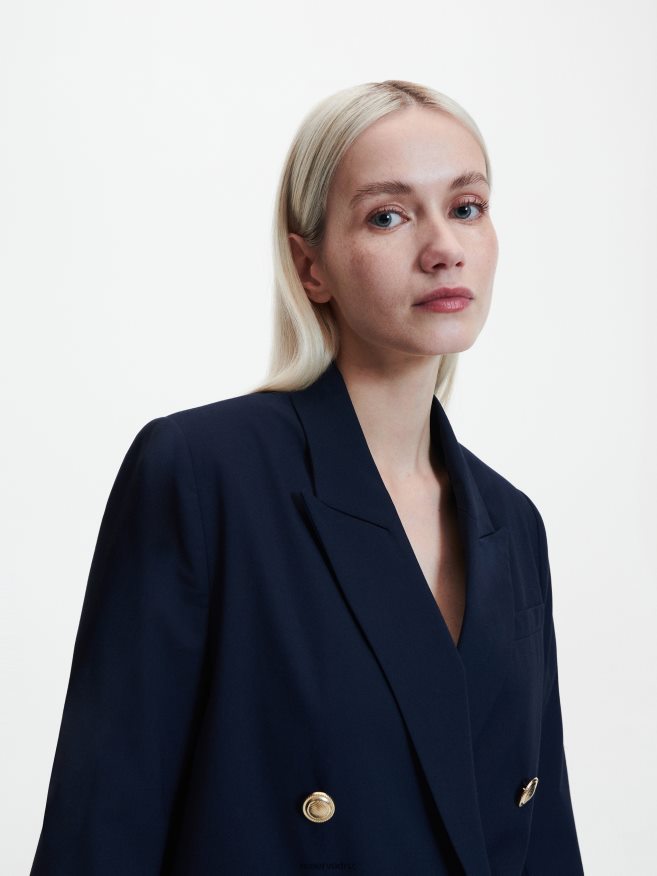 Reserved Women Double-Breasted Jacket P6H08T257 Apparel Navy