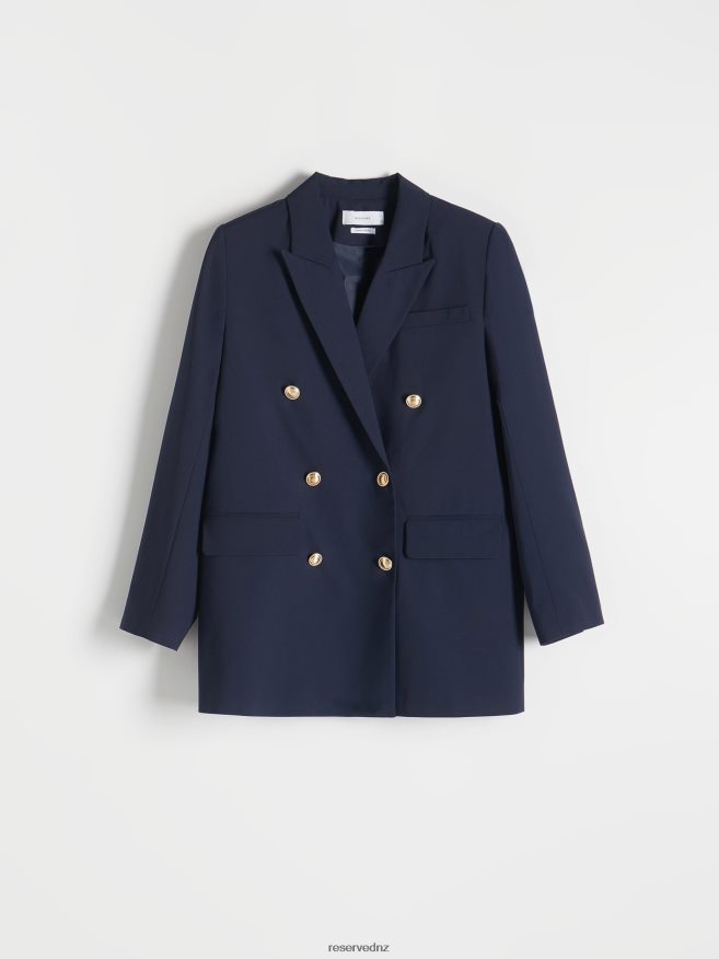 Reserved Women Double-Breasted Jacket P6H08T257 Apparel Navy