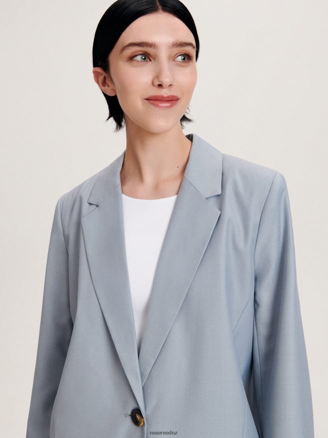 Reserved Women Plain Blazer P6H08T263 Apparel Pale Blue