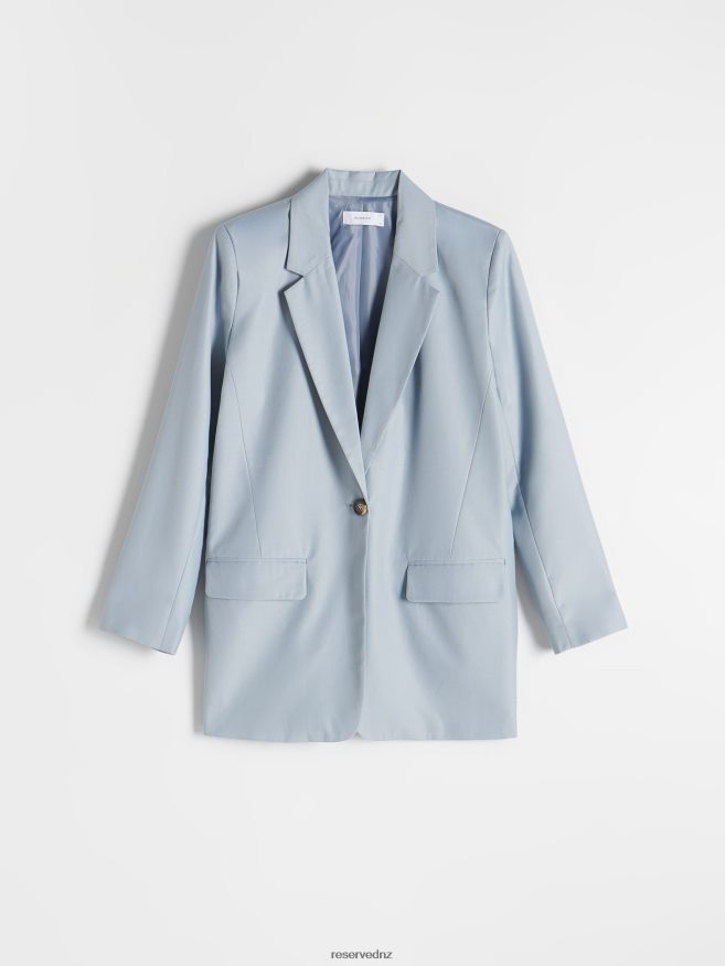 Reserved Women Plain Blazer P6H08T263 Apparel Pale Blue