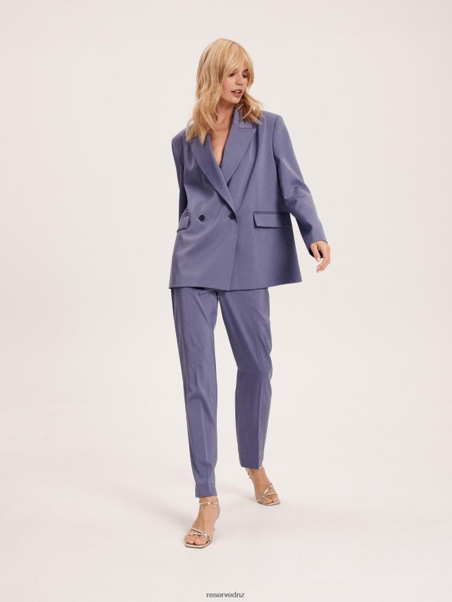 Reserved Women Satin Fabric Blazer P6H08T266 Apparel Steel Blue