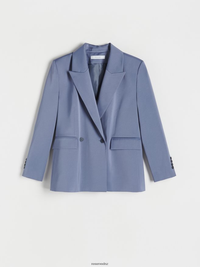 Reserved Women Satin Fabric Blazer P6H08T266 Apparel Steel Blue