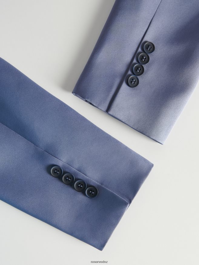 Reserved Women Satin Fabric Blazer P6H08T266 Apparel Steel Blue