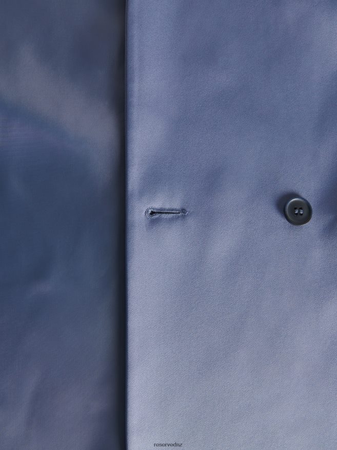 Reserved Women Satin Fabric Blazer P6H08T266 Apparel Steel Blue