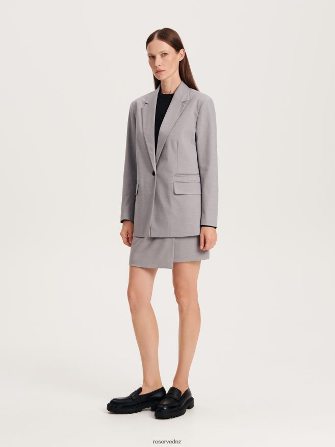Reserved Women Single Breasted Blazer P6H08T82 Apparel Mid Grey