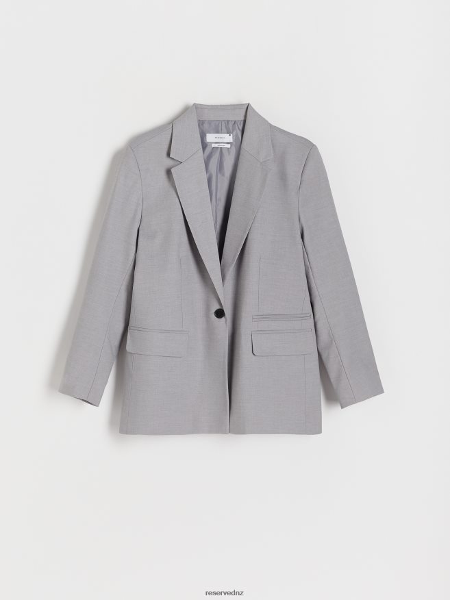 Reserved Women Single Breasted Blazer P6H08T82 Apparel Mid Grey