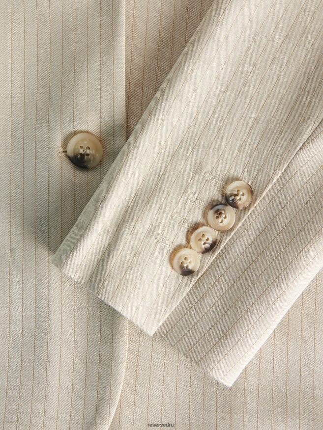 Reserved Women Stripe Blazer P6H08T259 Apparel Beige