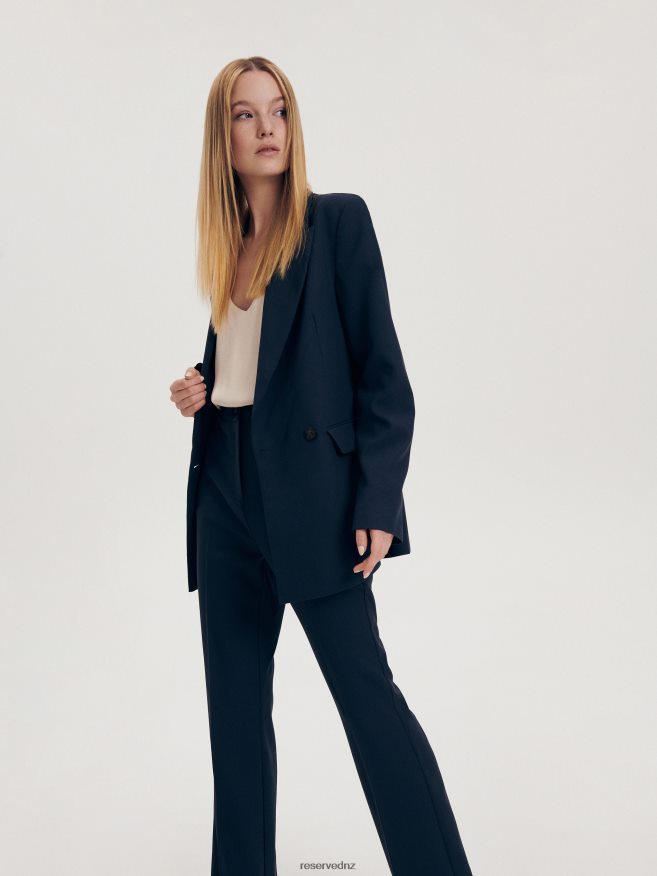 Reserved Women Viscose Blend Double-Breasted Blazer P6H08T262 Apparel Navy