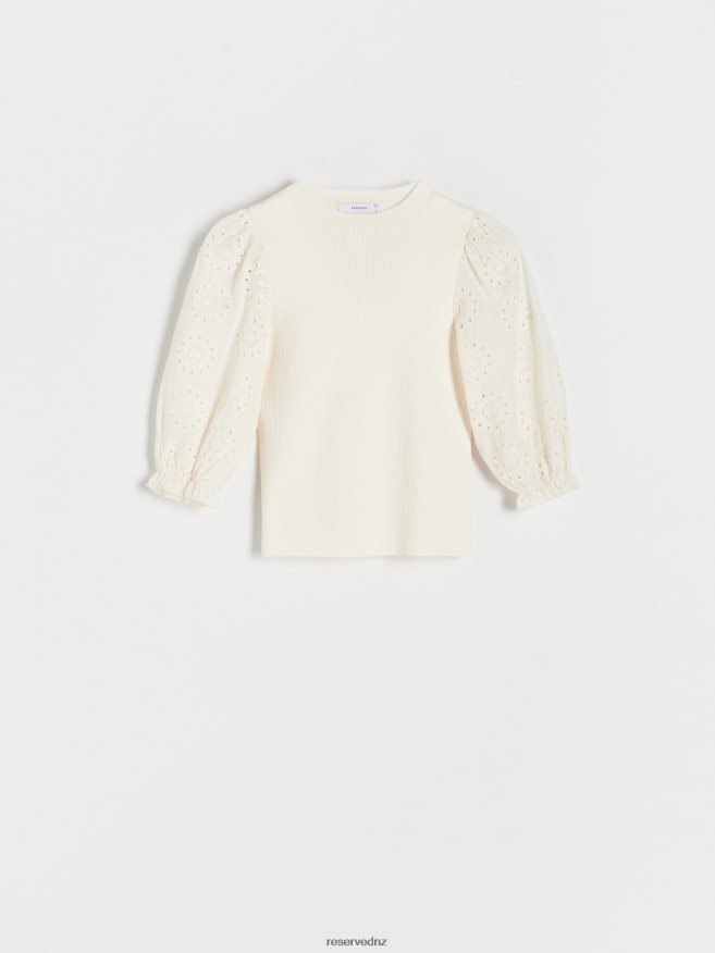 Reserved Women Blouse With Broderie Anglaise Sleeves P6H08T270 Apparel Nude