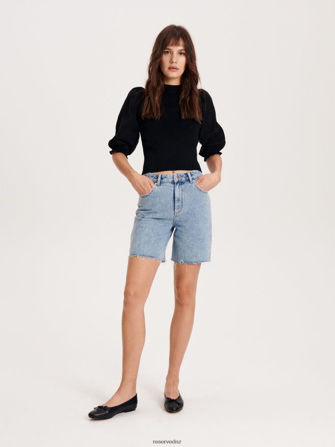 Reserved Women Blouse With Broderie Anglaise Sleeves P6H08T300 Apparel Black