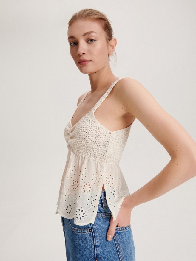 Reserved Women Blouse With Crochet Detailing P6H08T356 Apparel Nude
