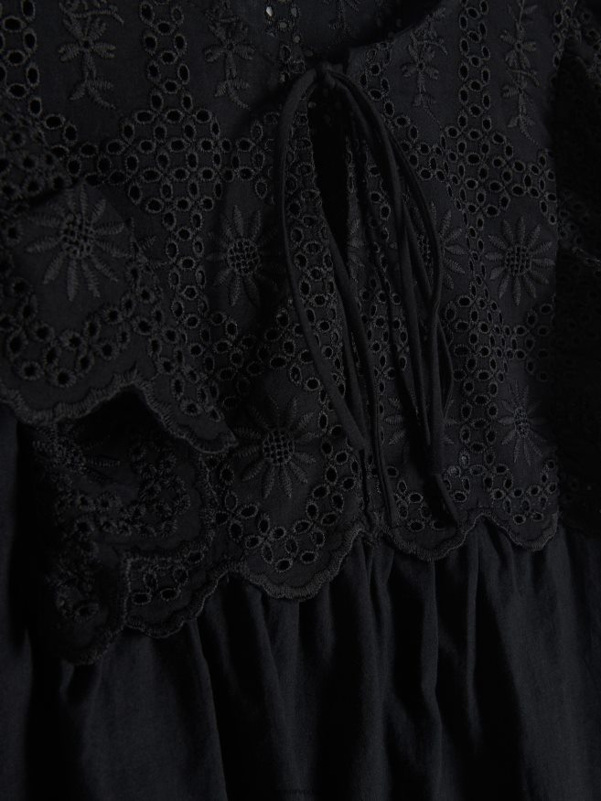 Reserved Women Blouse With Decorative Neckline P6H08T99 Apparel Black