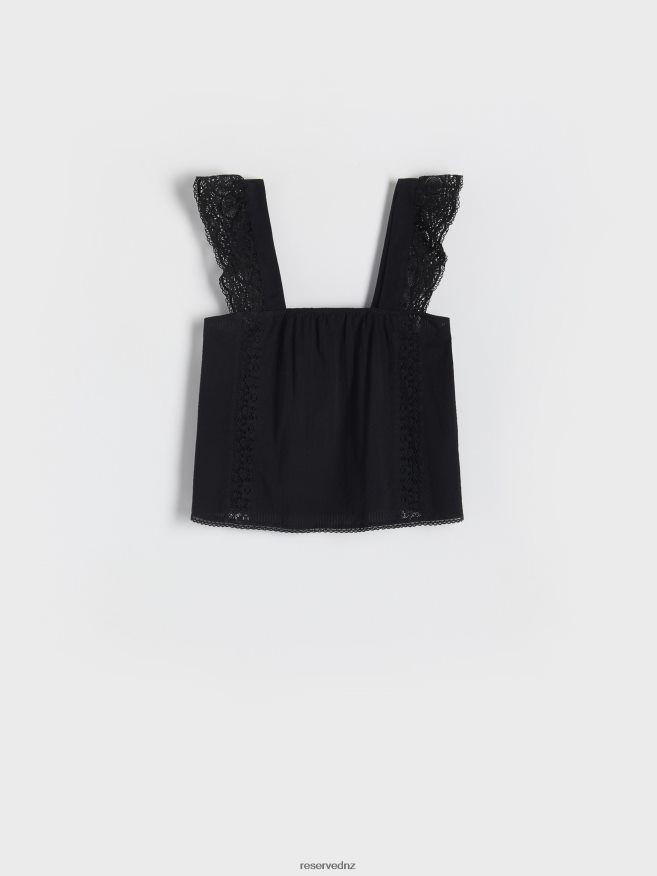 Reserved Women Blouse With Lace P6H08T317 Apparel Black