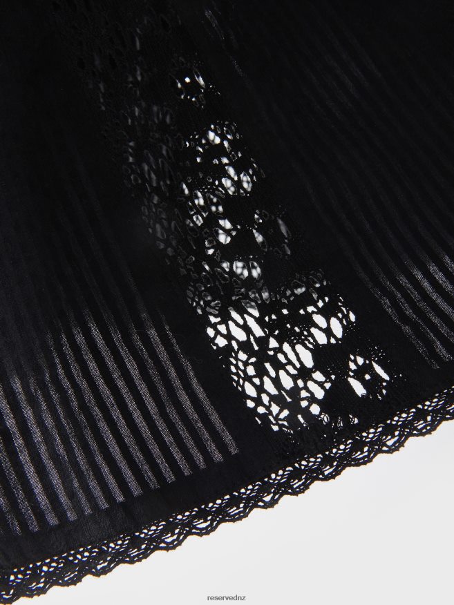 Reserved Women Blouse With Lace P6H08T317 Apparel Black