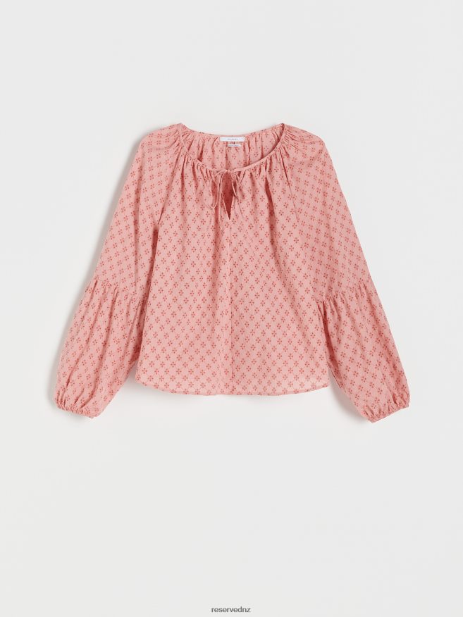 Reserved Women Blouse With Patterned Inserts P6H08T161 Apparel Dusty Rose